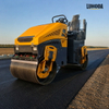 LHD-YL1200 tandem road roller compacting a freshly laid asphalt lane during a real compaction pass