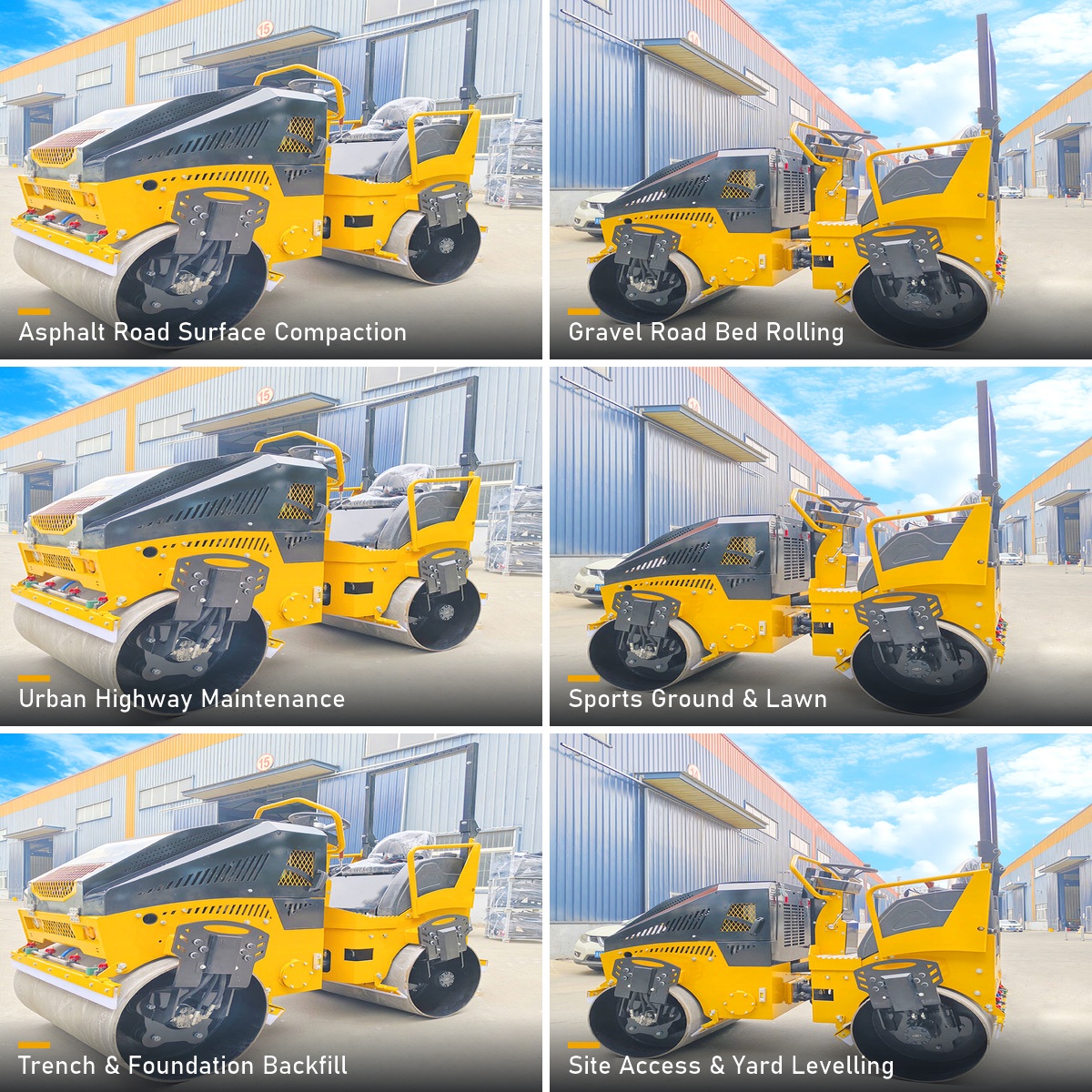 LHD-YL1100Plus road roller working scenes across road and site applications