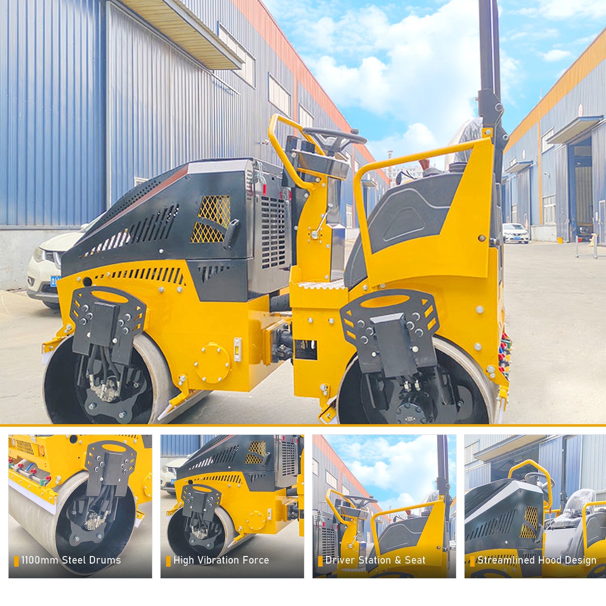 LHD-YL1100Plus road roller key features and detail close-ups