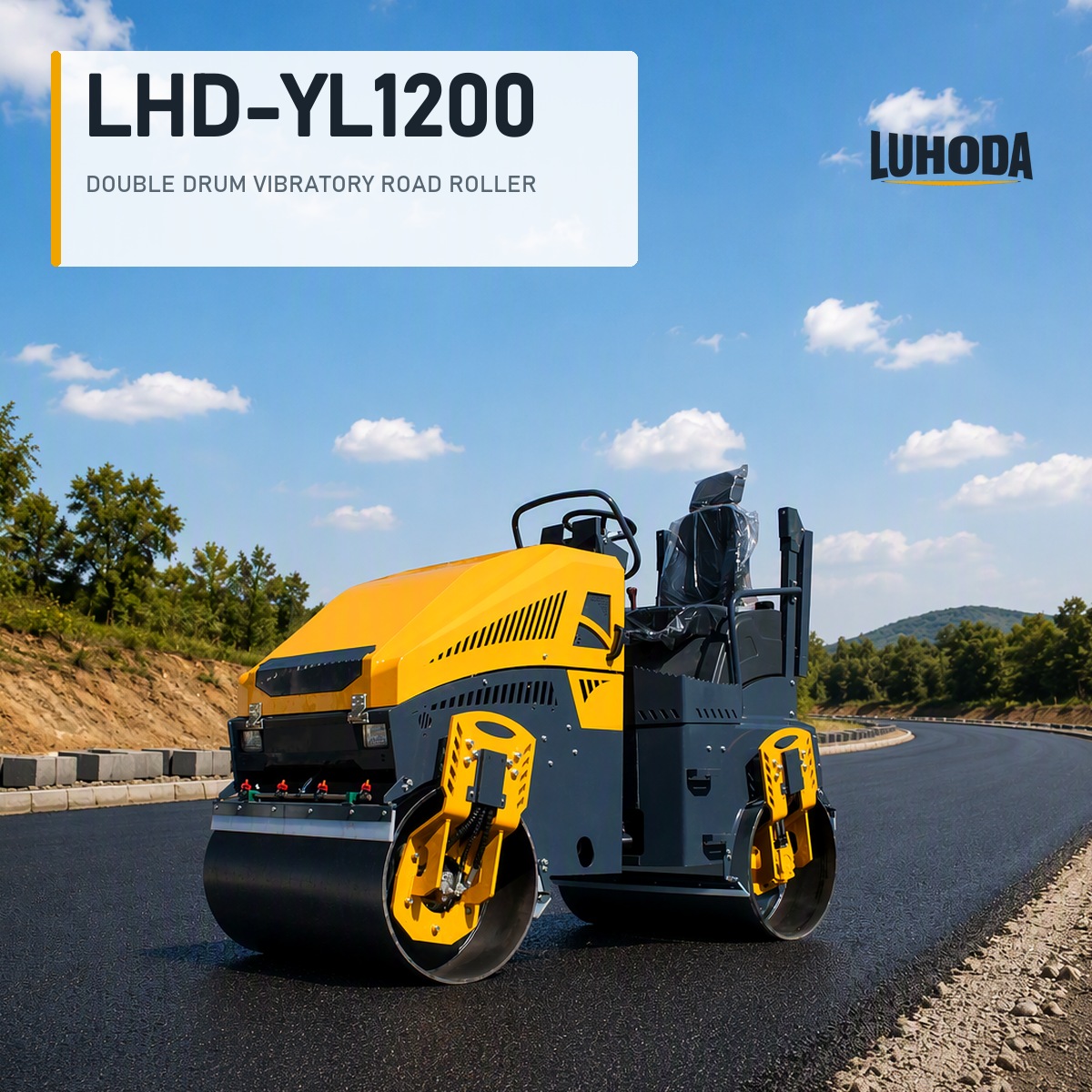 Luhongda factory buildings and workshop where the LHD-YL1200 double drum road roller is manufactured and prepared for export
