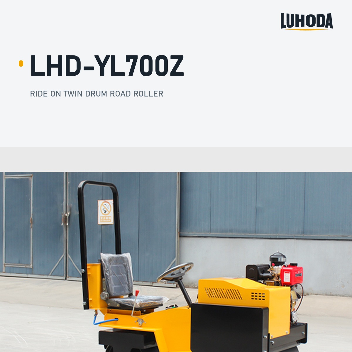 LHD-YL700Z ride on twin drum road roller with 700 mm front and 500 mm rear steel drums