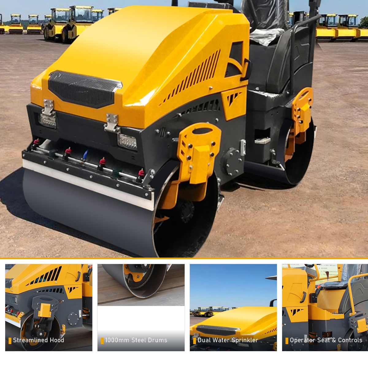LHD-YL1000Plus road roller key features and detail close-ups