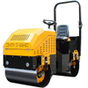 LHD-YL800Q 800mm ride-on tandem vibratory road roller, three-quarter front view with LUHODA branding on the body