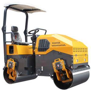 LHD-YL1100 EPA 1100mm ride-on tandem vibratory road roller with canopy and LUHODA branding, full machine in three-quarter view