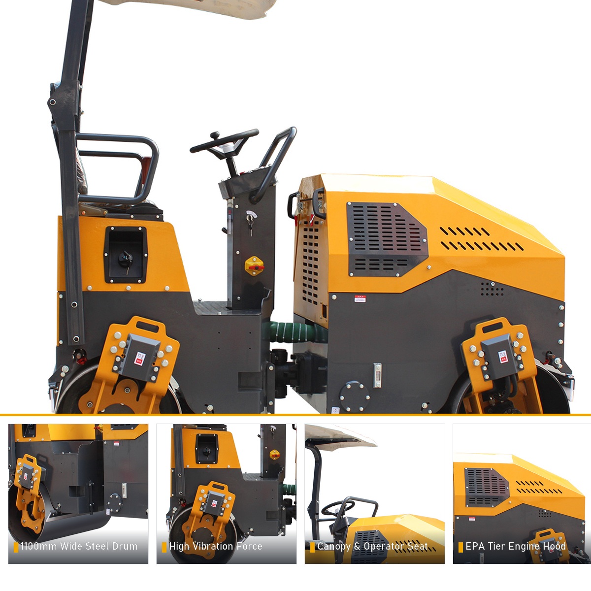 LHD-YL1100 EPA road roller key features and detail close-ups