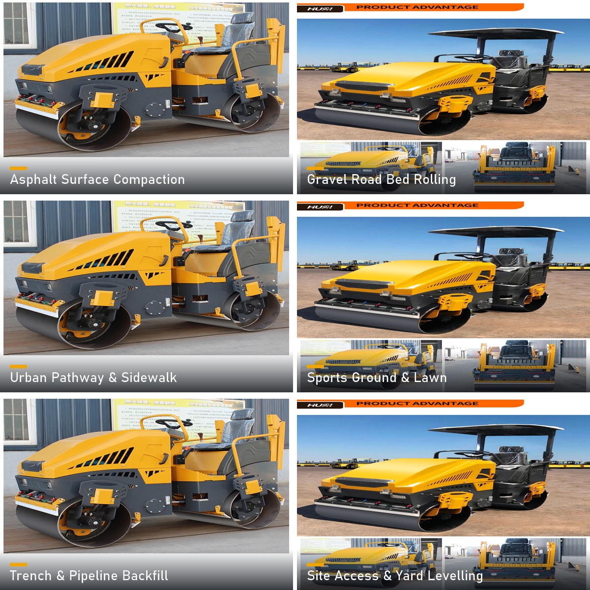 LHD-YL1000Plus road roller working scenes across road and site applications